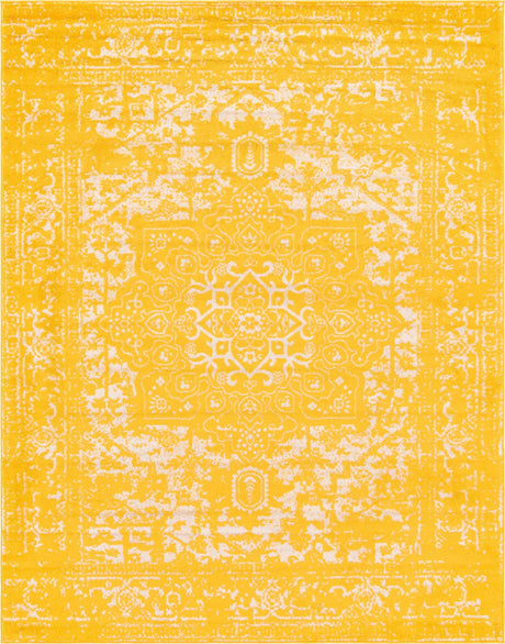Yellow 7' 10 x 10' Richmond Rectangle Area Rug Vintage Distressed Look Traditional Design Carpet for Unique Home Interior Design for Sale at Rug Engine