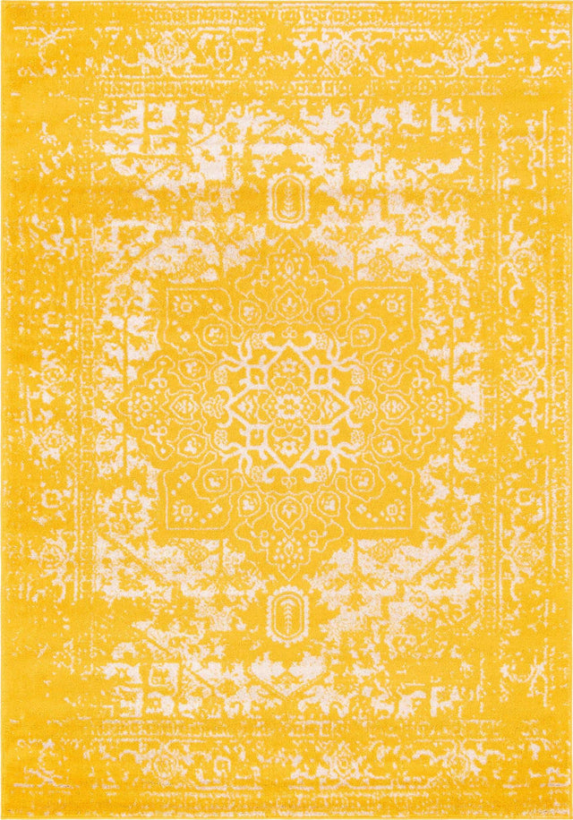 Yellow 7' 1 x 10' Richmond Rectangle Area Rug Vintage Distressed Look Traditional Design Carpet for Unique Home Interior Design for Sale at Rug Engine