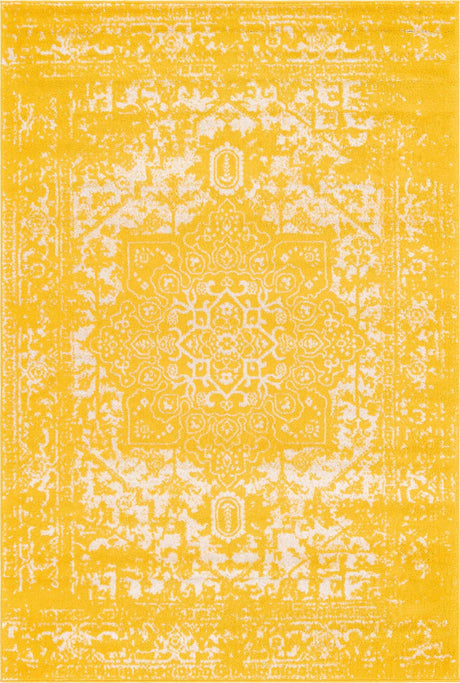 Yellow 6' 1 x 9' Richmond Rectangle Area Rug Vintage Distressed Look Traditional Design Carpet for Unique Home Interior Design for Sale at Rug Engine