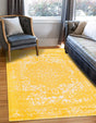 Yellow 9' x 12' Richmond Rectangle Area Rug Vintage Distressed Look Traditional Design Carpet for Unique Home Interior Design for Sale at Rug Engine