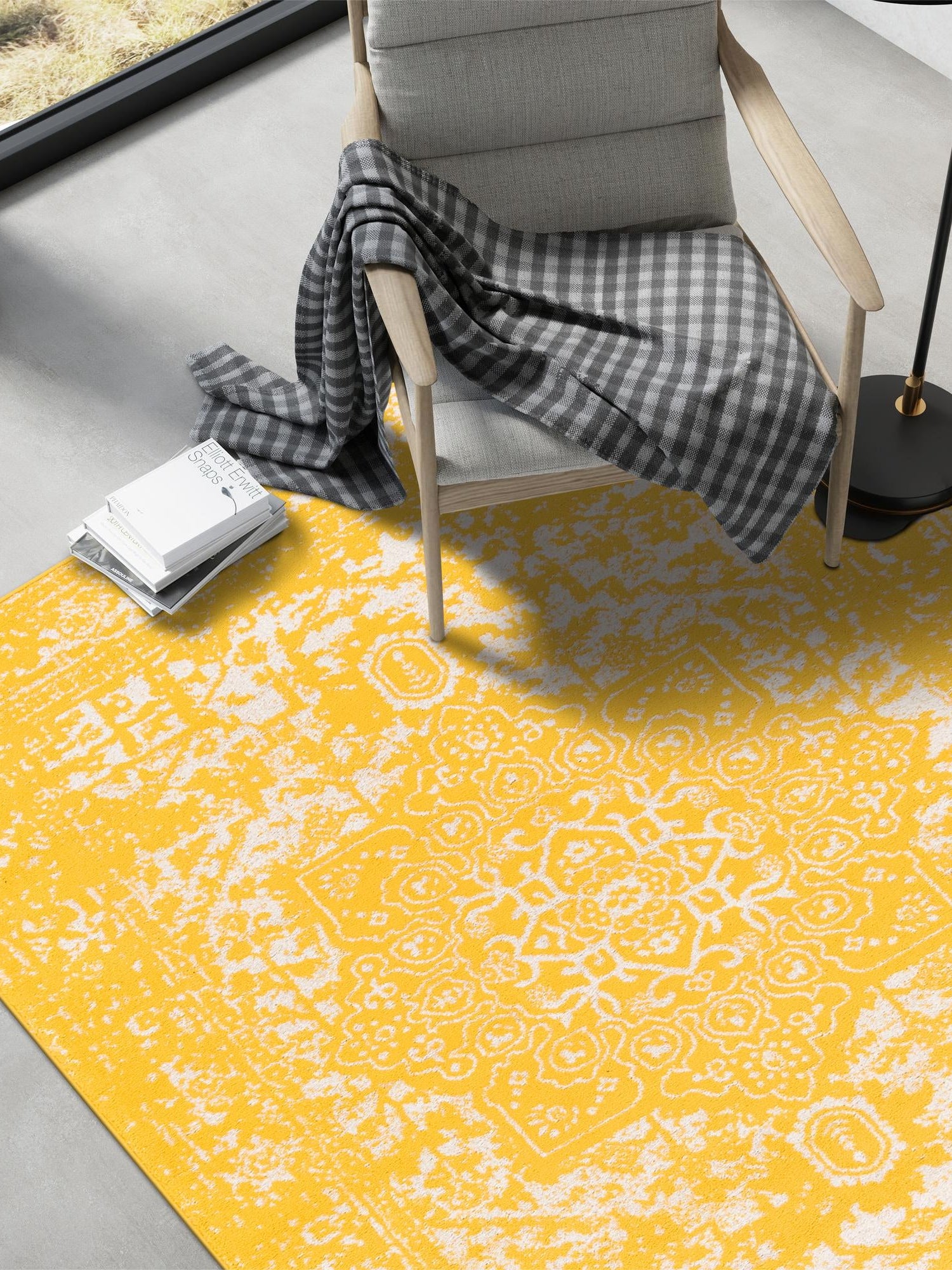 Yellow 2' x 3' 1 Richmond Rectangle Area Rug Vintage Distressed Look Traditional Design Carpet for Unique Home Interior Design for Sale at Rug Engine