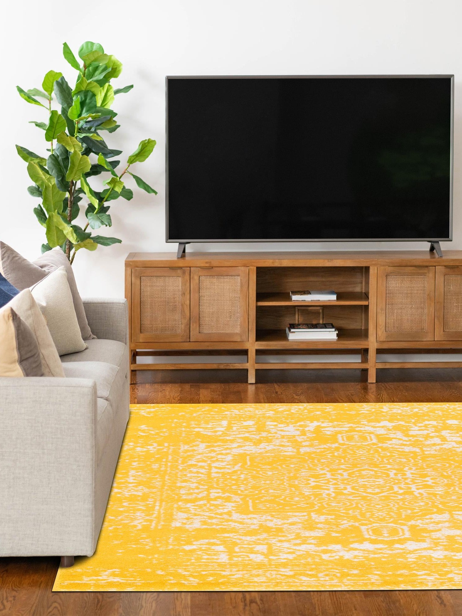 Yellow 10' x 14' 1 Richmond Rectangle Area Rug Vintage Distressed Look Traditional Design Carpet for Unique Home Interior Design for Sale at Rug Engine