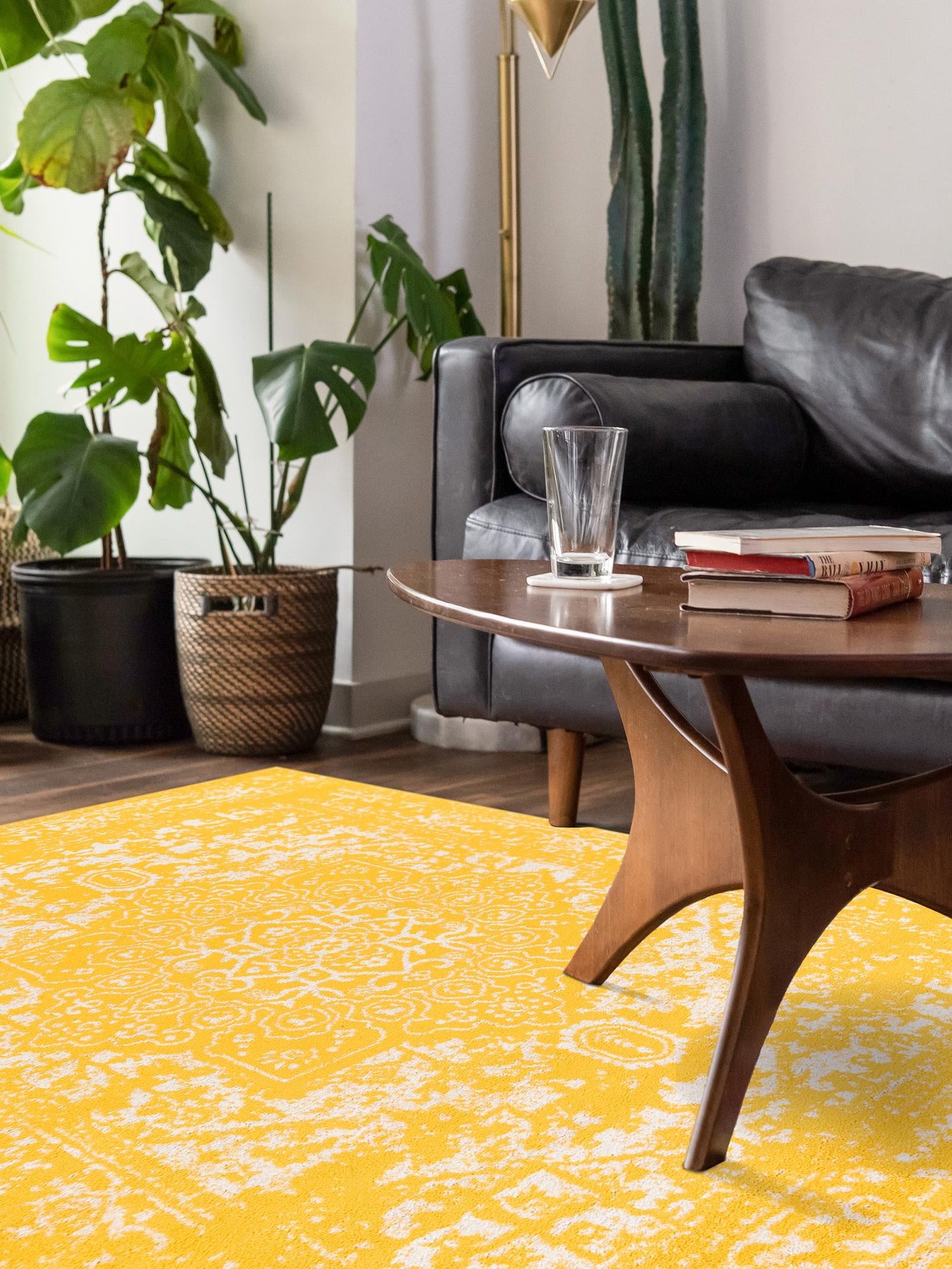Yellow 7' 10 x 10' Richmond Rectangle Area Rug Vintage Distressed Look Traditional Design Carpet for Unique Home Interior Design for Sale at Rug Engine