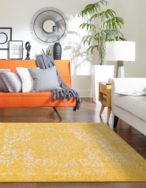 Yellow 9' x 12' Richmond Rectangle Area Rug Vintage Distressed Look Traditional Design Carpet for Unique Home Interior Design for Sale at Rug Engine