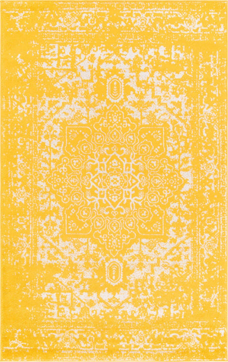 Yellow 5' 3 x 8' Richmond Rectangle Area Rug Vintage Distressed Look Traditional Design Carpet for Unique Home Interior Design for Sale at Rug Engine