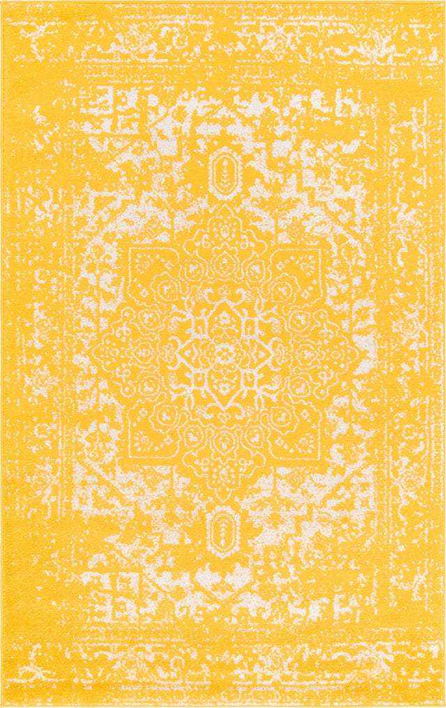 Yellow 5' 3 x 8' Richmond Rectangle Area Rug Vintage Distressed Look Traditional Design Carpet for Unique Home Interior Design for Sale at Rug Engine