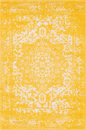 Yellow 4' 1 x 6' 1 Richmond Rectangle Area Rug Vintage Distressed Look Traditional Design Carpet for Unique Home Interior Design for Sale at Rug Engine