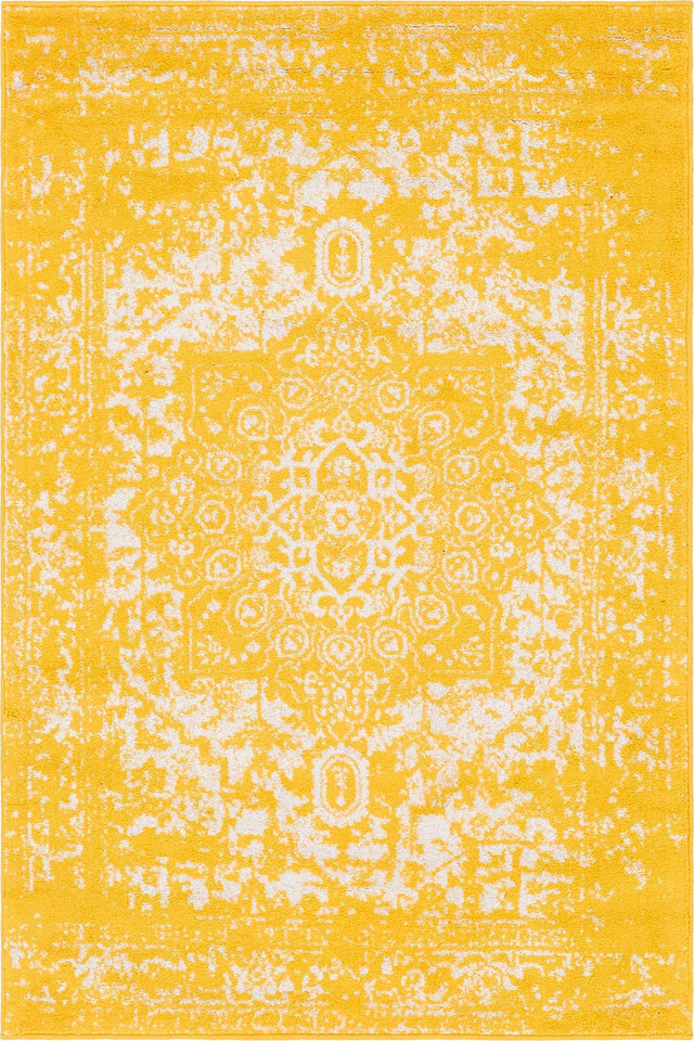 Yellow 4' 1 x 6' 1 Richmond Rectangle Area Rug Vintage Distressed Look Traditional Design Carpet for Unique Home Interior Design for Sale at Rug Engine