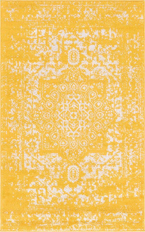 Yellow 3' 1 x 5' 3 Richmond Rectangle Area Rug Vintage Distressed Look Traditional Design Carpet for Unique Home Interior Design for Sale at Rug Engine
