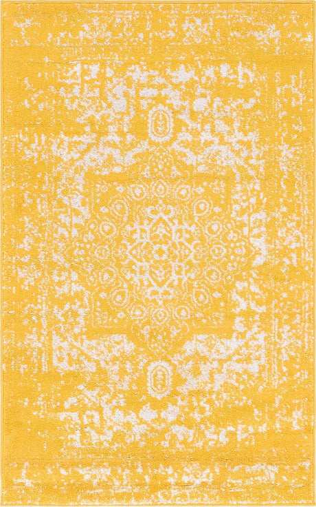 Yellow 3' 1 x 5' 3 Richmond Rectangle Area Rug Vintage Distressed Look Traditional Design Carpet for Unique Home Interior Design for Sale at Rug Engine