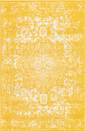 Yellow 2' x 3' 1 Richmond Rectangle Area Rug Vintage Distressed Look Traditional Design Carpet for Unique Home Interior Design for Sale at Rug Engine