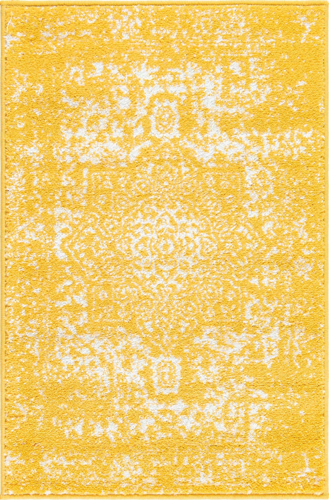 Yellow 2' x 3' 1 Richmond Rectangle Area Rug Vintage Distressed Look Traditional Design Carpet for Unique Home Interior Design for Sale at Rug Engine