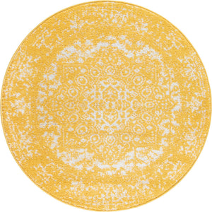 Yellow 3' 1 x 3' 1 Richmond Round Area Rug Vintage Distressed Look Traditional Design Carpet for Unique Home Interior Design for Sale at Rug Engine
