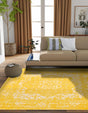 Yellow 7' 10 x 7' 10 Richmond Square Area Rug Vintage Distressed Look Traditional Design Carpet for Unique Home Interior Design for Sale at Rug Engine