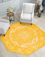 Yellow 7' 10 x 7' 10 Richmond Octagon Area Rug Vintage Distressed Look Traditional Design Carpet for Unique Home Interior Design for Sale at Rug Engine