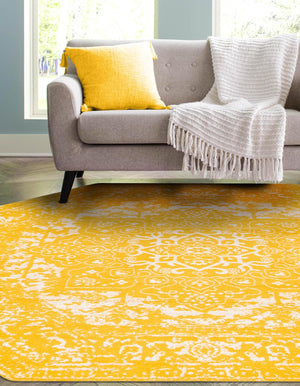 Yellow 7' 10 x 7' 10 Richmond Octagon Area Rug Vintage Distressed Look Traditional Design Carpet for Unique Home Interior Design for Sale at Rug Engine
