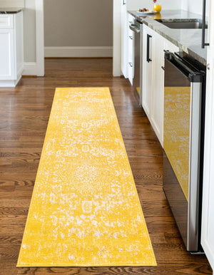 Yellow 2' 7 x 12' Richmond Runner Area Rug Vintage Distressed Look Traditional Design Carpet for Unique Home Interior Design for Sale at Rug Engine