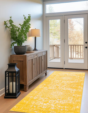 Yellow 2' 7 x 12' Richmond Runner Area Rug Vintage Distressed Look Traditional Design Carpet for Unique Home Interior Design for Sale at Rug Engine