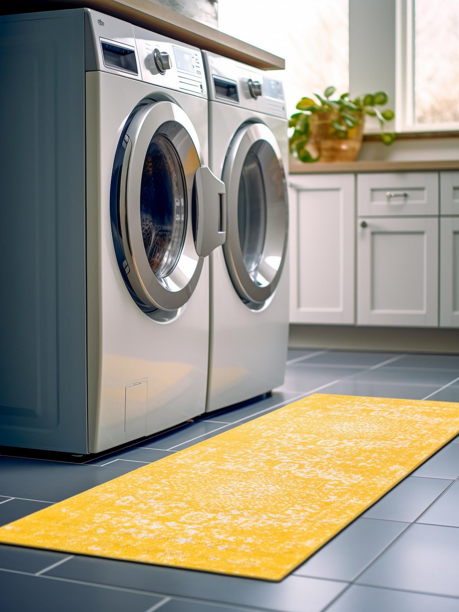 Yellow 2' x 8' Richmond Runner Area Rug Vintage Distressed Look Traditional Design Carpet for Unique Home Interior Design for Sale at Rug Engine