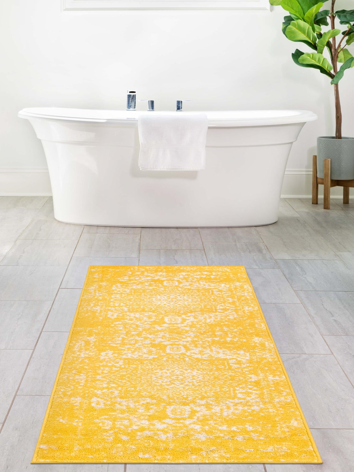 Yellow 2' x 8' Richmond Runner Area Rug Vintage Distressed Look Traditional Design Carpet for Unique Home Interior Design for Sale at Rug Engine