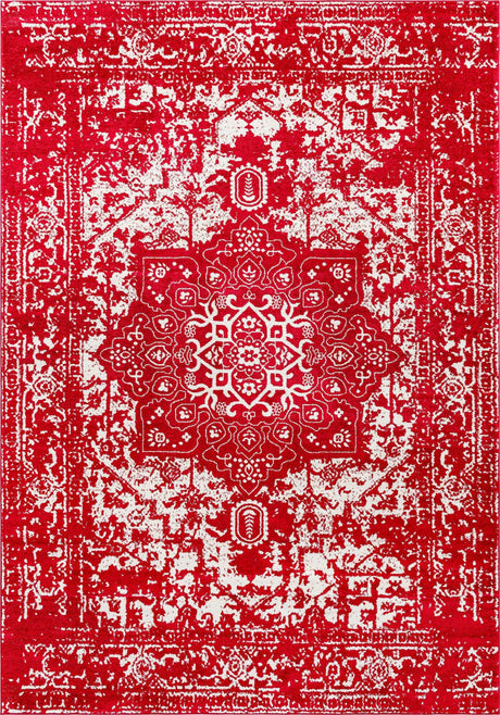 Red 10' x 14' 1 Richmond Rectangle Area Rug Vintage Distressed Look Traditional Design Carpet for Unique Home Interior Design for Sale at Rug Engine
