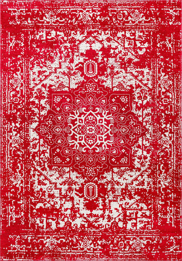 Red 10' x 14' 1 Richmond Rectangle Area Rug Vintage Distressed Look Traditional Design Carpet for Unique Home Interior Design for Sale at Rug Engine