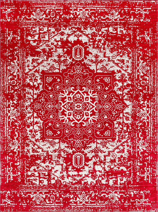 Red 10' x 13' 1 Richmond Rectangle Area Rug Vintage Distressed Look Traditional Design Carpet for Unique Home Interior Design for Sale at Rug Engine