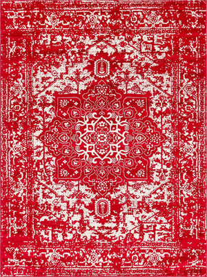 Red 9' x 12' Richmond Rectangle Area Rug Vintage Distressed Look Traditional Design Carpet for Unique Home Interior Design for Sale at Rug Engine