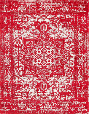 Red 7' 10 x 10' Richmond Rectangle Area Rug Vintage Distressed Look Traditional Design Carpet for Unique Home Interior Design for Sale at Rug Engine