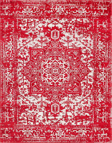 Red 7' 10 x 10' Richmond Rectangle Area Rug Vintage Distressed Look Traditional Design Carpet for Unique Home Interior Design for Sale at Rug Engine