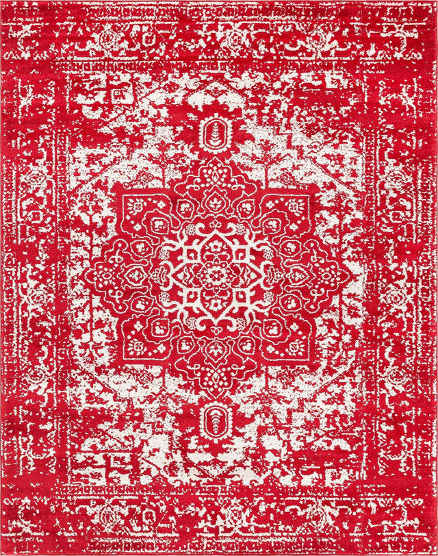 Red 7' 10 x 10' Richmond Rectangle Area Rug Vintage Distressed Look Traditional Design Carpet for Unique Home Interior Design for Sale at Rug Engine