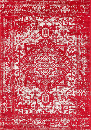 Red 7' 1 x 10' Richmond Rectangle Area Rug Vintage Distressed Look Traditional Design Carpet for Unique Home Interior Design for Sale at Rug Engine
