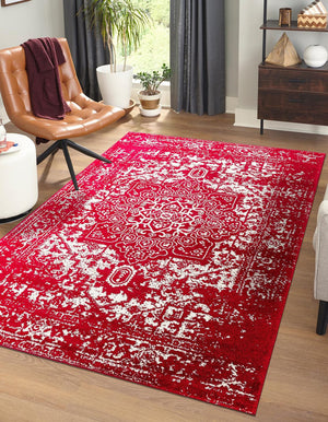 Red 2' x 3' 1 Richmond Rectangle Area Rug Vintage Distressed Look Traditional Design Carpet for Unique Home Interior Design for Sale at Rug Engine