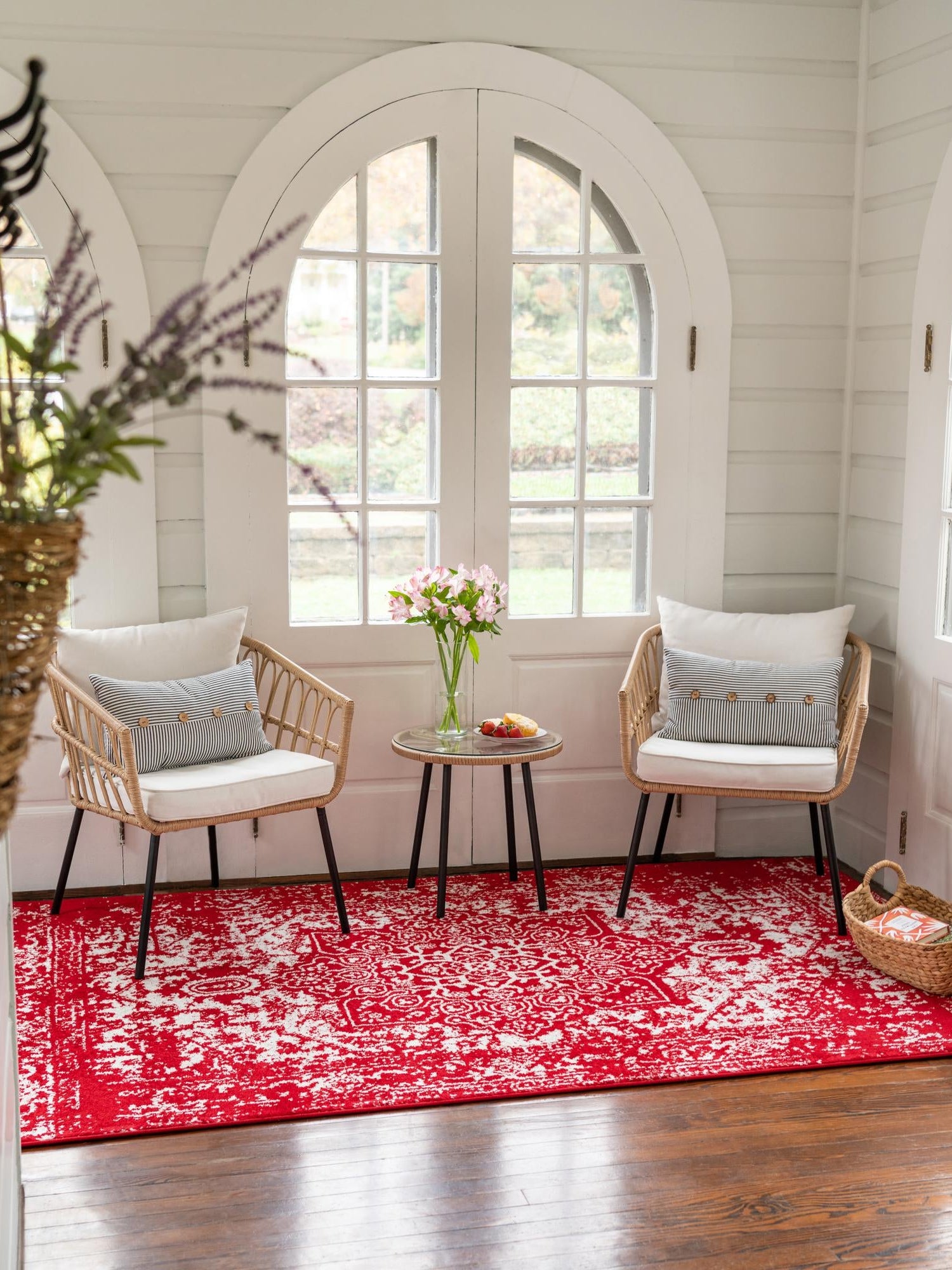 Red 10' x 13' 1 Richmond Rectangle Area Rug Vintage Distressed Look Traditional Design Carpet for Unique Home Interior Design for Sale at Rug Engine
