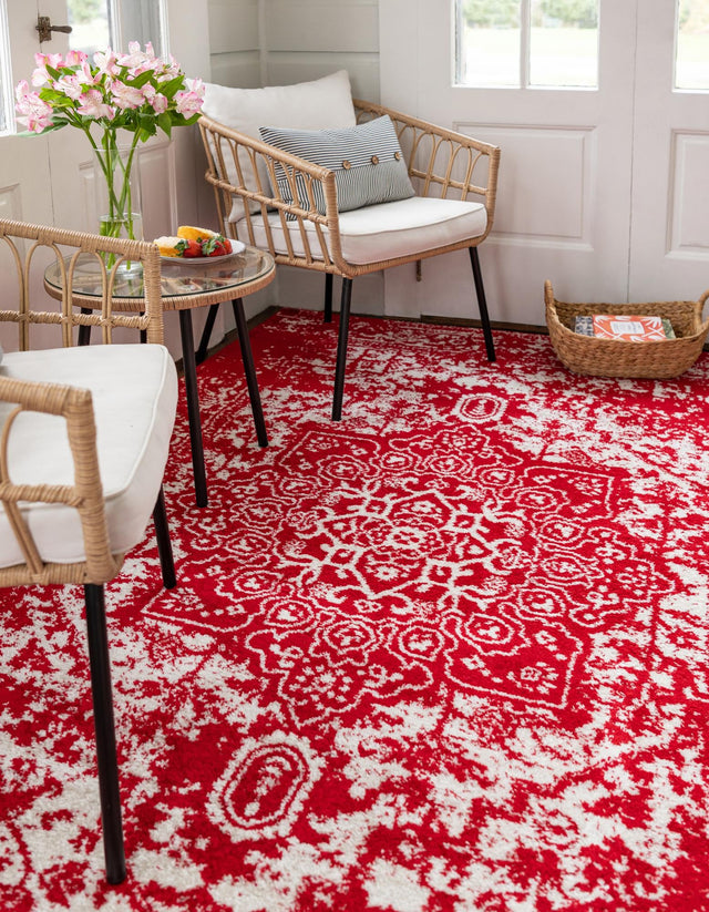 Red 2' x 3' 1 Richmond Rectangle Area Rug Vintage Distressed Look Traditional Design Carpet for Unique Home Interior Design for Sale at Rug Engine