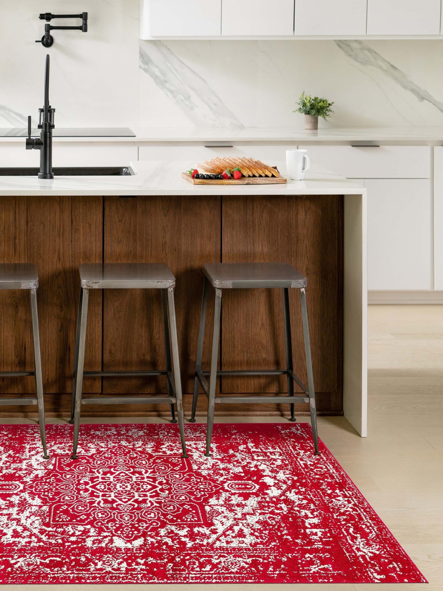 Red 10' x 13' 1 Richmond Rectangle Area Rug Vintage Distressed Look Traditional Design Carpet for Unique Home Interior Design for Sale at Rug Engine