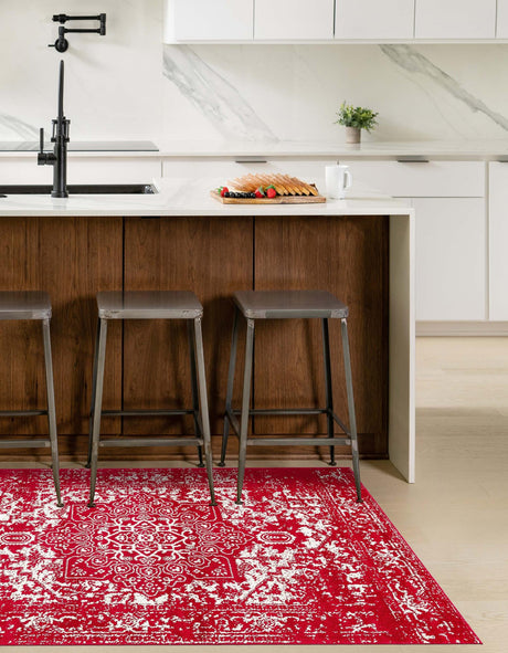 Red 10' x 13' 1 Richmond Rectangle Area Rug Vintage Distressed Look Traditional Design Carpet for Unique Home Interior Design for Sale at Rug Engine