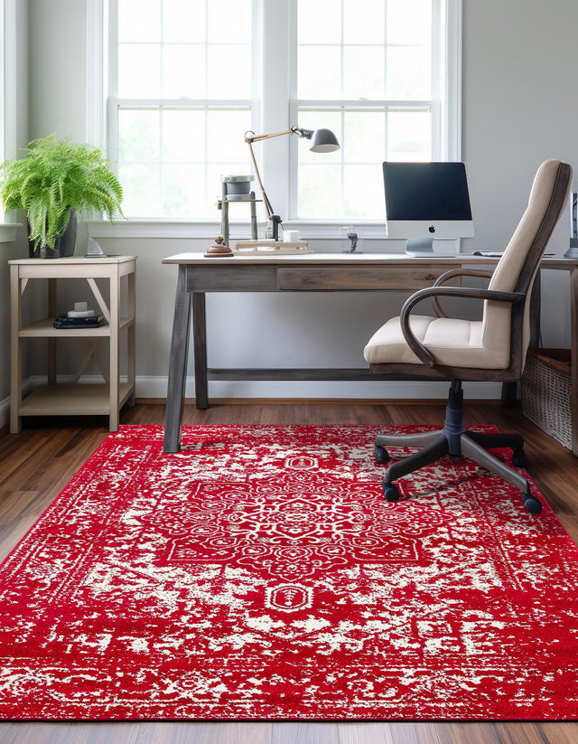 Red 2' x 3' 1 Richmond Rectangle Area Rug Vintage Distressed Look Traditional Design Carpet for Unique Home Interior Design for Sale at Rug Engine