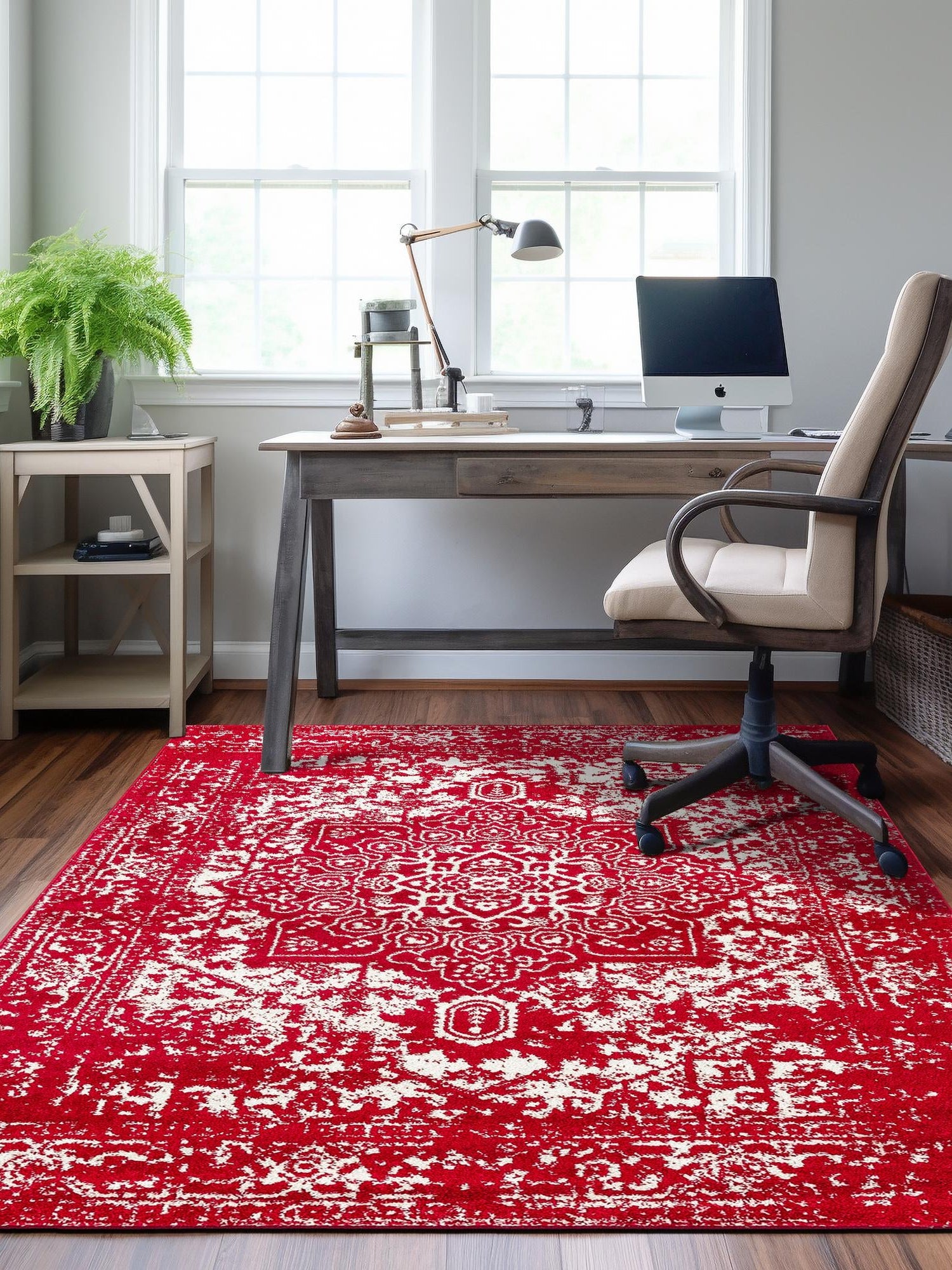 Red 10' x 13' 1 Richmond Rectangle Area Rug Vintage Distressed Look Traditional Design Carpet for Unique Home Interior Design for Sale at Rug Engine