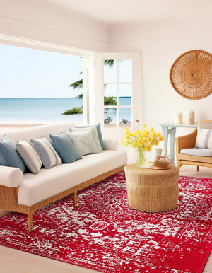 Red 10' x 13' 1 Richmond Rectangle Area Rug Vintage Distressed Look Traditional Design Carpet for Unique Home Interior Design for Sale at Rug Engine