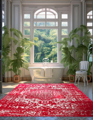Red 10' x 13' 1 Richmond Rectangle Area Rug Vintage Distressed Look Traditional Design Carpet for Unique Home Interior Design for Sale at Rug Engine