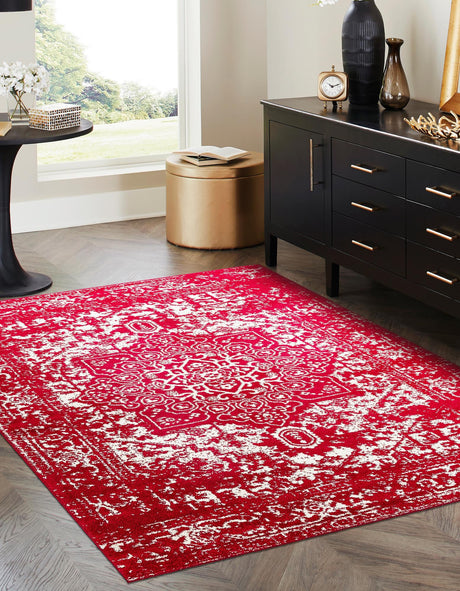 Red 2' x 3' 1 Richmond Rectangle Area Rug Vintage Distressed Look Traditional Design Carpet for Unique Home Interior Design for Sale at Rug Engine