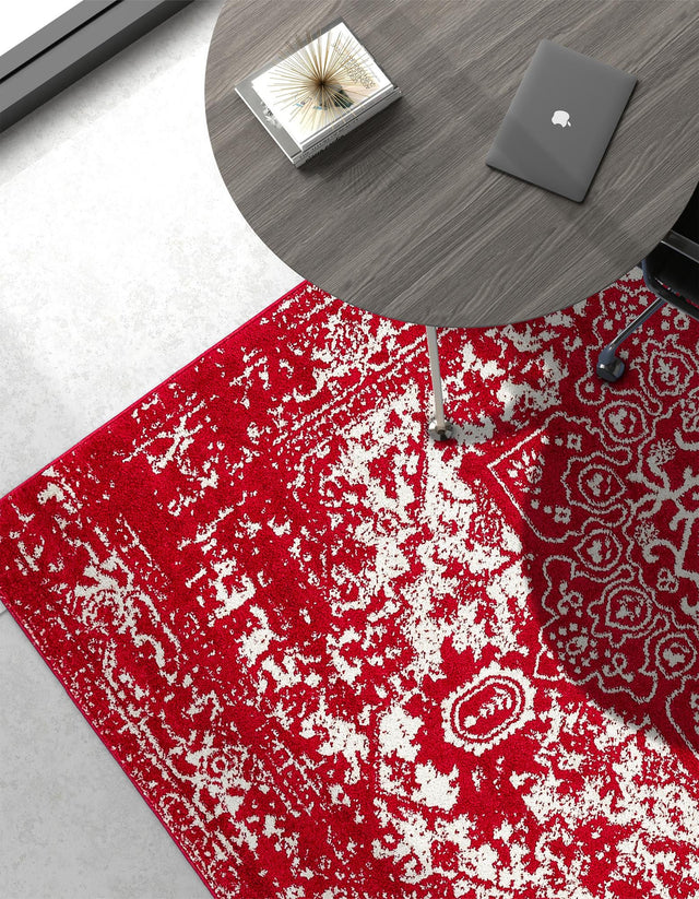 Red 2' x 3' 1 Richmond Rectangle Area Rug Vintage Distressed Look Traditional Design Carpet for Unique Home Interior Design for Sale at Rug Engine