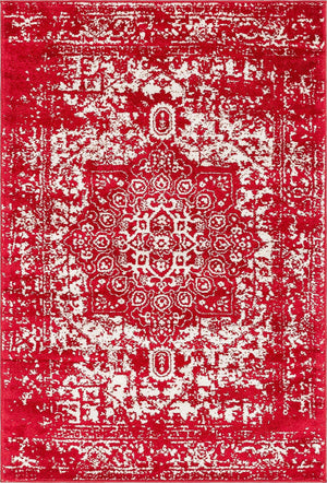 Red 4' 1 x 6' 1 Richmond Rectangle Area Rug Vintage Distressed Look Traditional Design Carpet for Unique Home Interior Design for Sale at Rug Engine