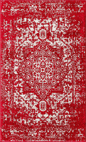 Red 3' 1 x 5' 3 Richmond Rectangle Area Rug Vintage Distressed Look Traditional Design Carpet for Unique Home Interior Design for Sale at Rug Engine