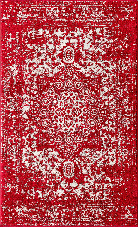 Red 3' 1 x 5' 3 Richmond Rectangle Area Rug Vintage Distressed Look Traditional Design Carpet for Unique Home Interior Design for Sale at Rug Engine