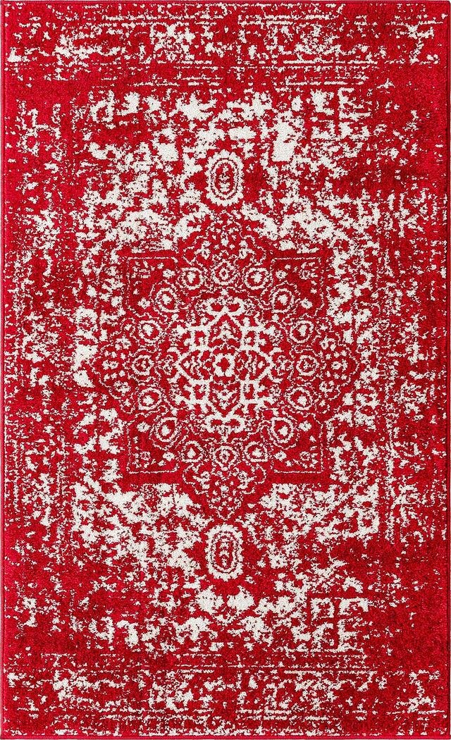 Red 3' 1 x 5' 3 Richmond Rectangle Area Rug Vintage Distressed Look Traditional Design Carpet for Unique Home Interior Design for Sale at Rug Engine