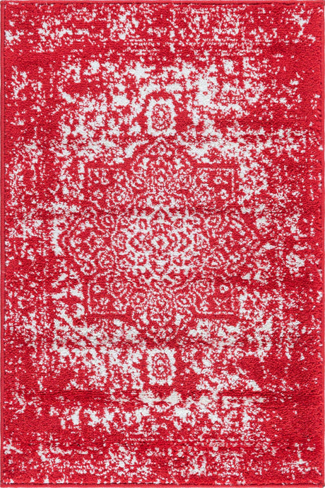 Red 2' x 3' 1 Richmond Rectangle Area Rug Vintage Distressed Look Traditional Design Carpet for Unique Home Interior Design for Sale at Rug Engine