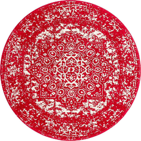 Red 3' 1 x 3' 1 Richmond Round Area Rug Vintage Distressed Look Traditional Design Carpet for Unique Home Interior Design for Sale at Rug Engine