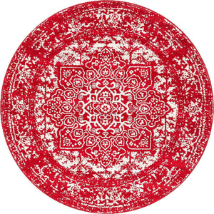 Red 5' 3 x 5' 3 Richmond Round Area Rug Vintage Distressed Look Traditional Design Carpet for Unique Home Interior Design for Sale at Rug Engine